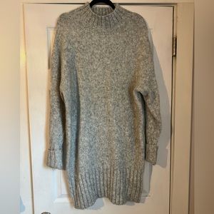 Cozy, soft, oversized heather grey sweater dress from Express